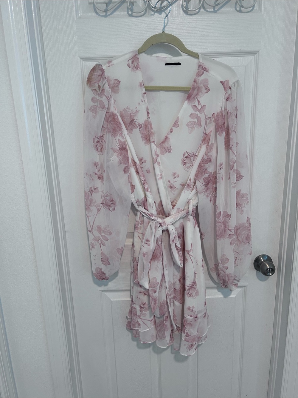 City Chic Floral Sheer Wrap Dress Blush Pink Princess Coquette Cottage Core S 14